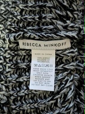 New Rebecca Minkoff Marled Knit Pom Pom Beanie - Black & White Winter Hat